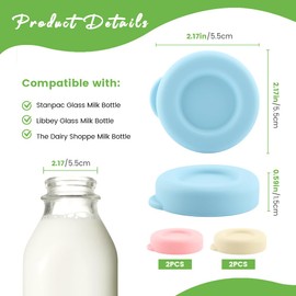 6pcs Silicone Glass Milk Bottle Caps 48mm Glass Bottle Replacement Cap Reusable Glasses Milk Bottles Lids(COLOR:3 Colors)