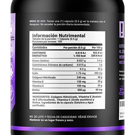 Biotina 100 Cápsulas Ingredientes Naturales Colágeno Vitamina Collagen Bio Life