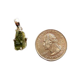 Vilorra Vilorra Certified Genuine Moldavite Crystal Necklace, 925 Sterling Silver Czech Republic Moldavite Rough Pendant Small Size with Activation Guide Book and Testing Certificate