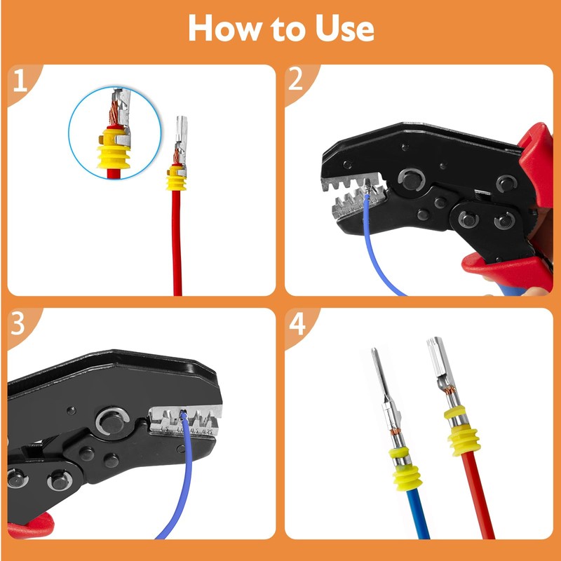 Wire Crimping Tool with Ratchet, Amliber Ratchet Wire Crimper Tool