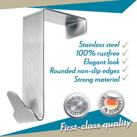Menz Premium Over Door Hanger– Set of 4 Stainless Steel Coat Hooks 36mm with Anti-Slip and Felt Pads, Sturdy Over Door Hook Hanger Türhaken Premium Edelstahl_36mm - 4er Set UK