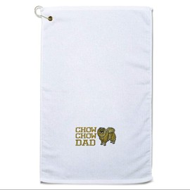 Style In Print Golf Towel Chow Dad Cotton Bag Accessories White