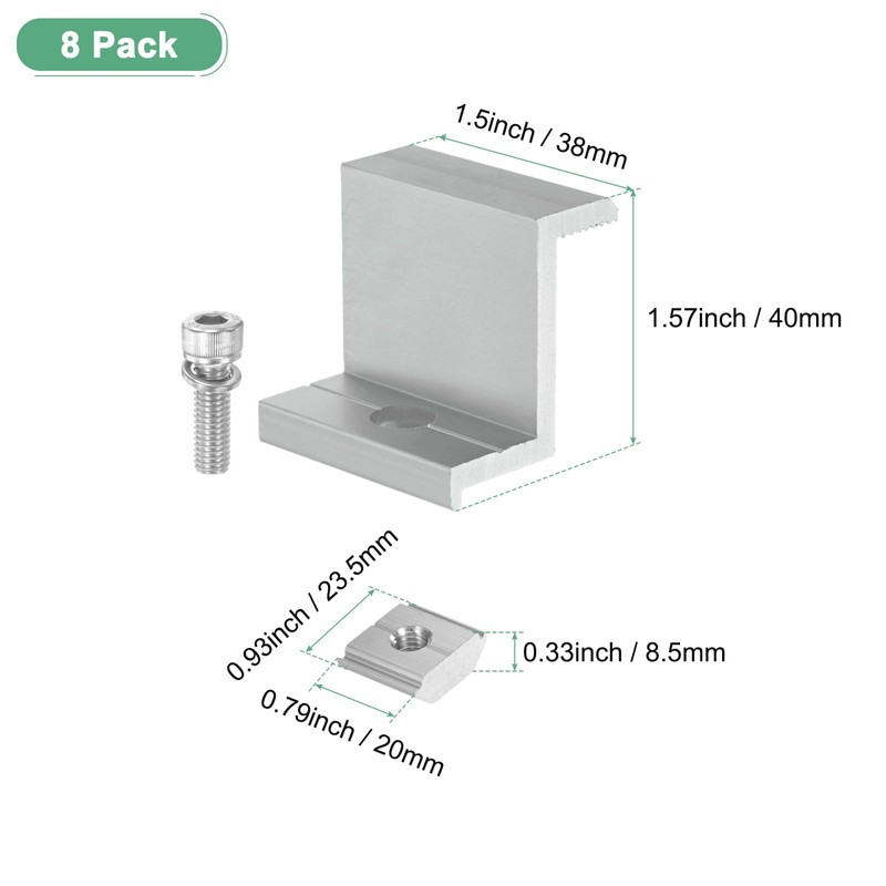 M METERXITY 8-Pack Solar Panel Mounting 30mm Z Clip Lightweight