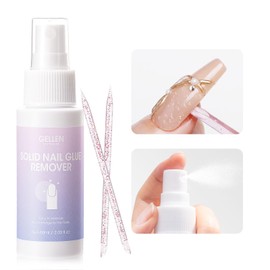 Gellen Solid Gel Nail Glue Remover Spray, 60ML Nail Glue Remover for Press On Nails Acrylic Nails Fake Tips, Acetone Free Soak Off Press-on Nail Removers Glue Off, Not UV Gel Polish Removers