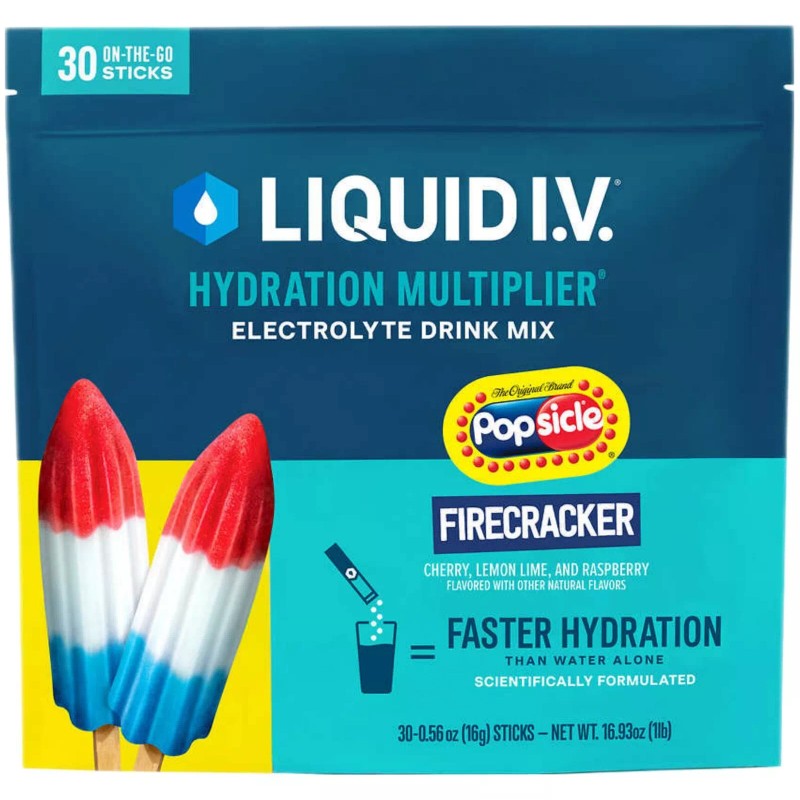 Liquid IV Firecracker Popsicle Flavor Multiplier Electrolytes Drink Mix water