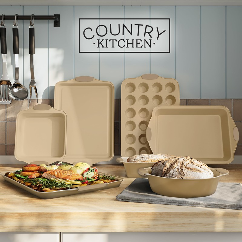 Country Kitchen Nonstick Stackable Bakeware Set - Heavy Duty, Durable,