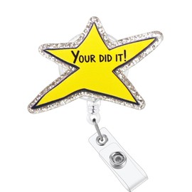 Funny Badge Reel,Retractable Acrylic Alligator Badge Clip,Holder Nurse Doctor Name Tag Badge Clip for Nurse Nursing RN CNA LPN Medical Worker & Office Staff(Your did it)