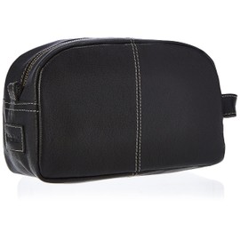 Timberland Men's Rugged Wash Leather Travel Kit, Black