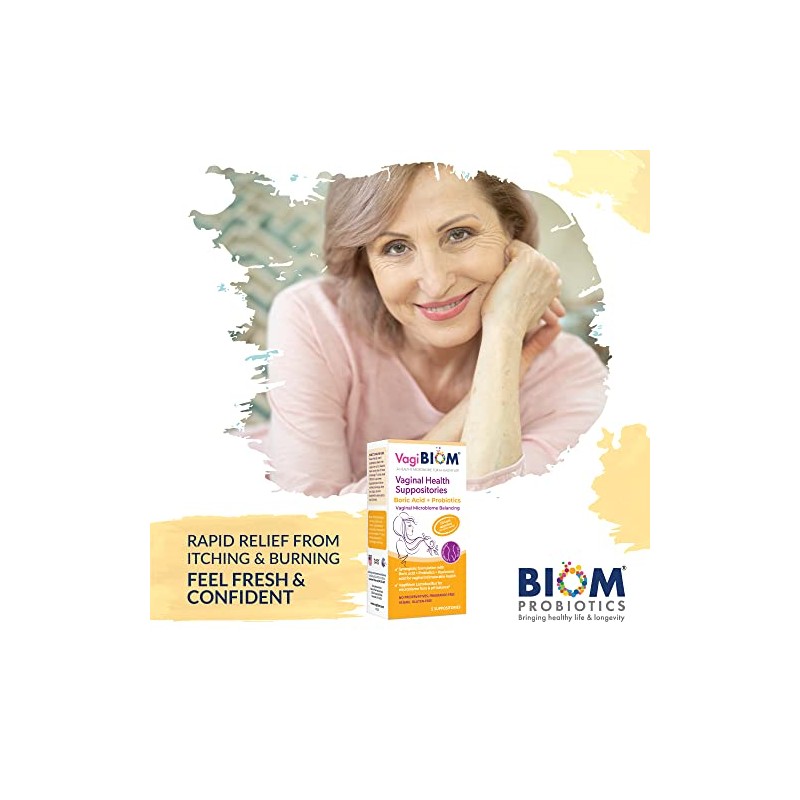 VagiBiom- Supositorios de Ácido Bórico con Lactobacillus Microbioma Flora Equilibrio
