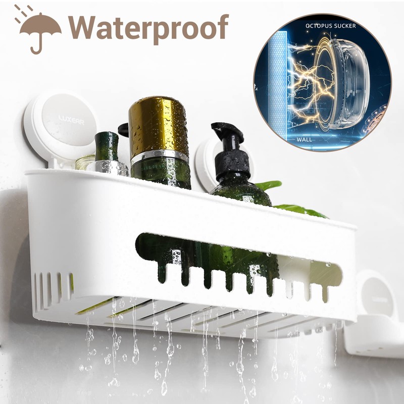 LUXEAR Shower Caddy Suction Cup 2 Pack Suction Shower Basket