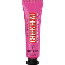 Maybelline Cheek Heat Gel-Cream Blush Makeup, Lightweight, Breathable Feel, Sheer Flush Of Color, Natural-Looking, Dewy Finish, Oil-Free, Berry Flame, 0.27 Fl Oz