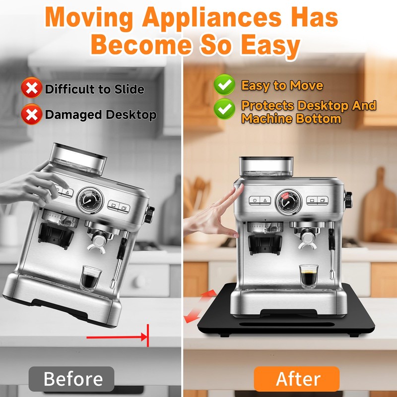 Bamboo Appliance Slider, Elegant Sliding Tray for Coffee Maker &