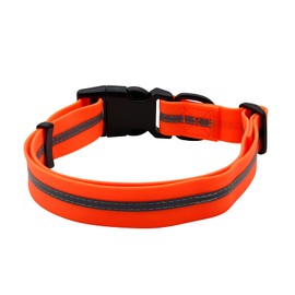 NIMBLE Dog Collar Waterproof Pet Collars Anti-Odor Durable Adjustable PVC & Polyester Soft with Reflective Cloth Stripe Basic Dog Collars S/M/L Sizes (Large (15.35”-24.8”inches), Orange)