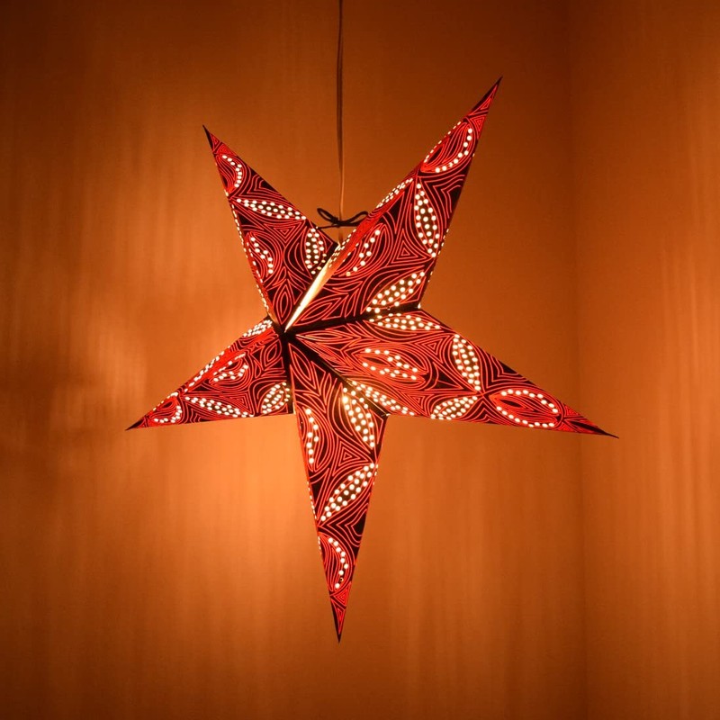 Morse Code Paper Star Lantern with 12 Foot Power Cord