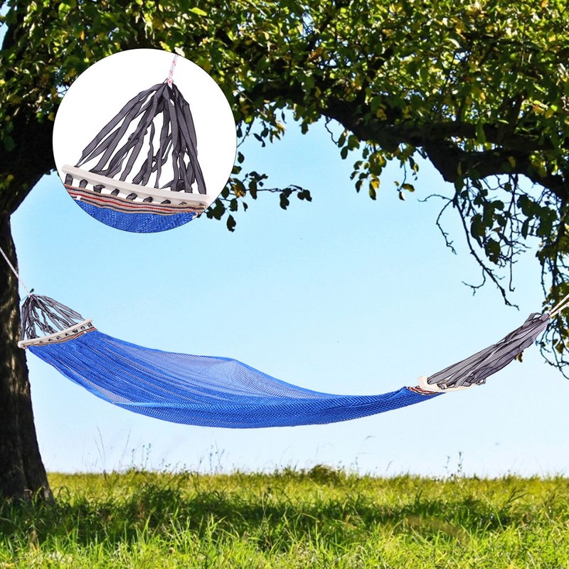 200x150cm Blue Portable Outdoor Camping Hammock with Rod Camping Courtyard