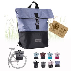 BambiniWelt Bicycle Bag with Backpack Function - Pannier Rack Bag 20 L, Water-Repellent & Easy to Attach, for Work, Leisure & Sports, for Bicycle & E-Bike, Colour: Black/Blue