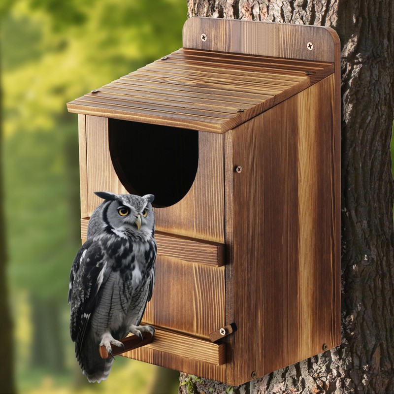Yaoyiizy Owl House, Barn Owl Nesting Box with Bird Stand