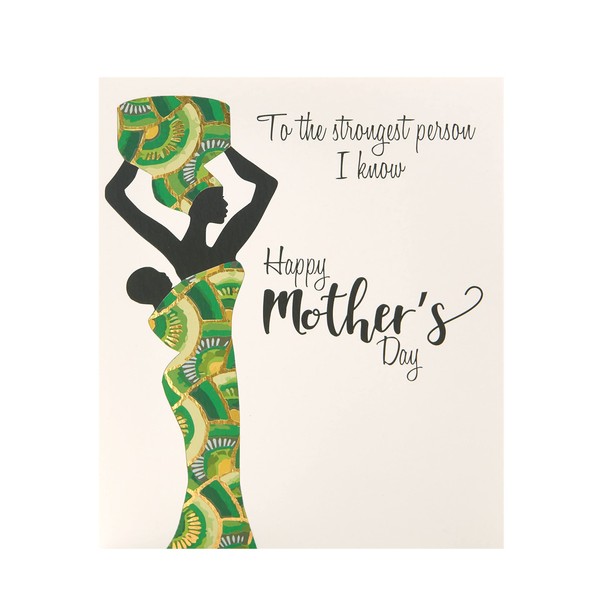 Kindred Mother's Day Card With Envelope - Afro Touch Design, From The Studio, White & Green, 159x184mm