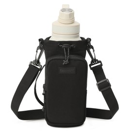 SEPWIK Water Bottle Carrier Bag with Phone Pocket 40oz Water Bottle Holder Pouch with Adjustable Strap Water Bottle Sleeve for Walking Hiking Camping Gym Scandihome Series Black