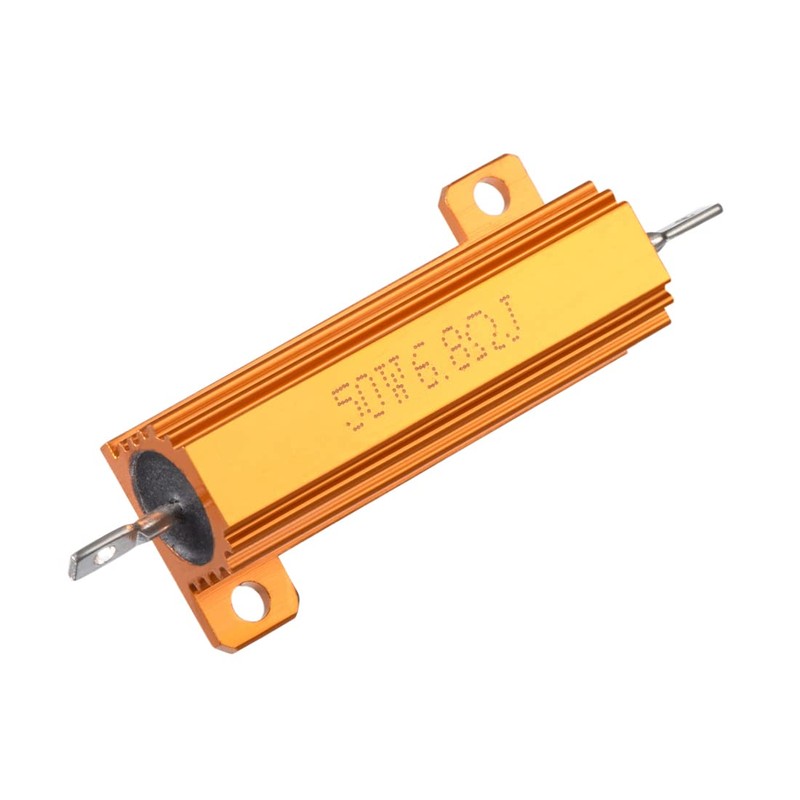 sourcing map Golden 50 W 6.8 Ohm Aluminium Chassis Mount