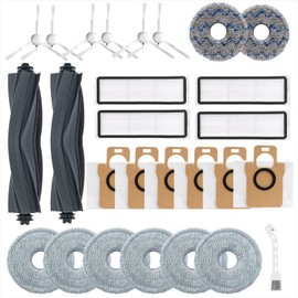 27Pcs Replacement Parts for Dreame L10S Ultra/L10s Pro Gen2/L10S Pro/L10S Plus Vacuum Cleaner Accessories Kit,2 Main Brush,4 HEPA Filters,8 Mop Pads,6 Dust Bags,6 Side Brushes，1 Cleaning Brush
