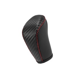 Partuto Car Faux Leather Carbon Fiber Black Gear Shift Knob Cover for Nissan Altima 2019-2021 Sentra 2020-2021 Kicks 2018-2021 Versa 2020-2021 Red Line Replacement