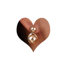 Atentuyi Boho Pearl Stud Earrings Gold Pearl Earrings Vintage Pearl Earrings Pearl Earrings Double Pearl Tassel Earrings Jewellery for Women and Girls, Alloy Steel