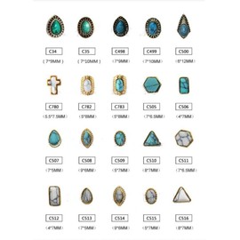 SIXAOAZZ 50 PCS Turquoise Nail Hanging Ornaments 3D Nail Art Supplies Nail Art Accessories Western Nail Hanging Ornaments Retro Nail Hanging Ornaments for Nail Art DIY, Small, Blue