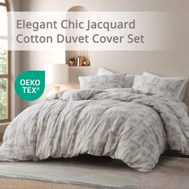 INK+IVY King Duvet Cover Set Jacquard Weave Cotton Duvet Covers, King Bedding Cover, All Season Lightweight & Breathable Cotton King Size Duvet Covers, Cairo, King/Cal King, Ivory 3 Piece