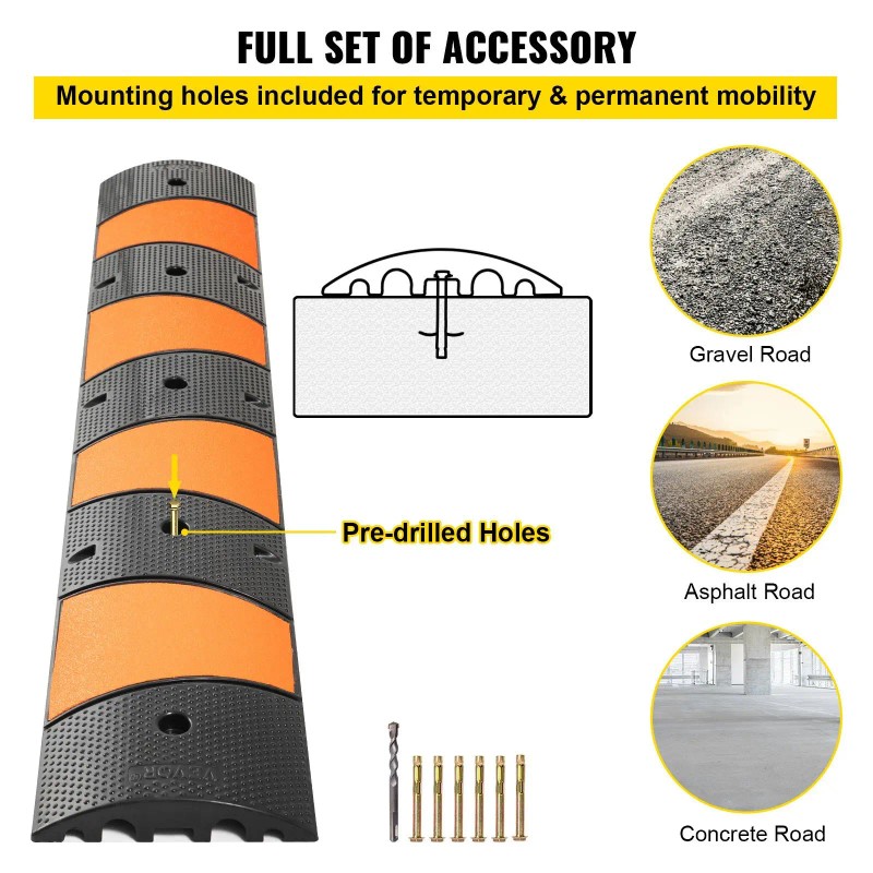 22000 LBS Load Capacity Modular Speed Bump Rubber 72.8\" Long