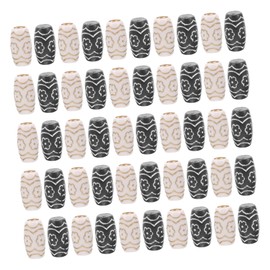 TEHAUX 60pcs Wig Decorative Beads Big Hole Braiding Beads for Hair Accessories Tube White and Black for Hair Decoration at Festivals and Parties