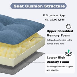 baibu 42 Inch Dual-Layer Patent Design Memory Foam Bench Cushion, Non-Slip Indoor Bench Cushion Standard Size Foam Pad with Machine Washable Cover (Blue, 42x16x3in)