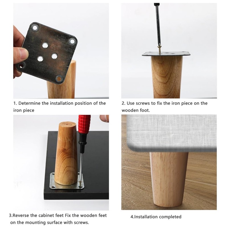 UtySty 4 Pack Leg Mounting Plates Furniture Wooden Legs Mount