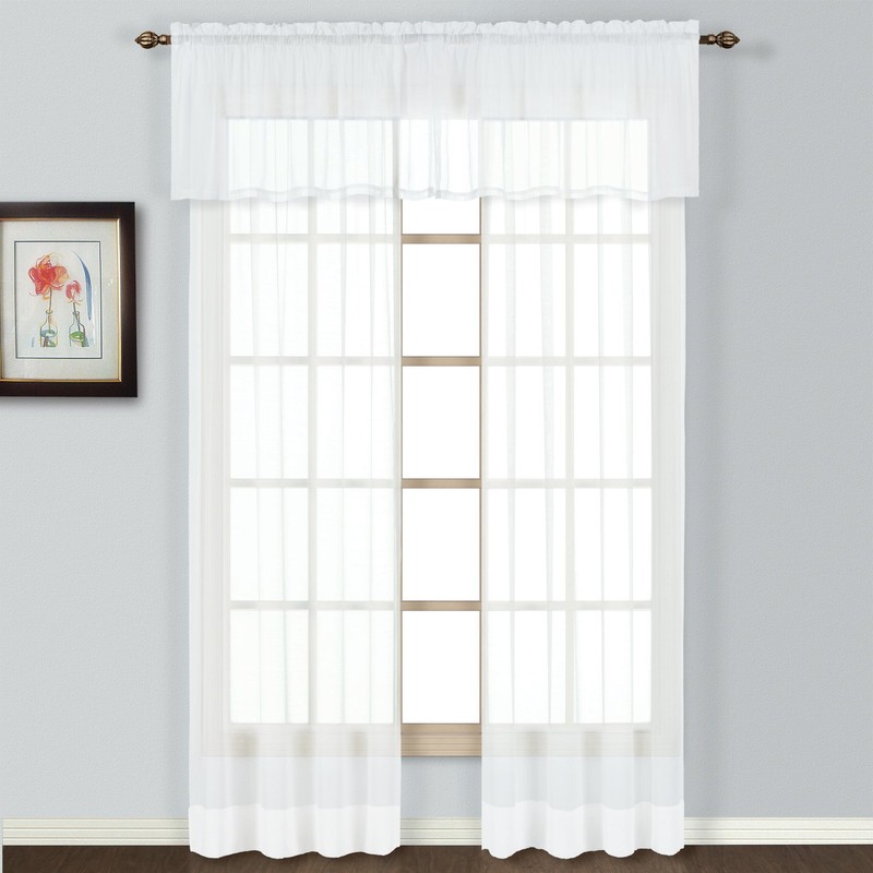 United Curtain Cenefa Semitransparente, Cenefa Recta, Blanco, 54 x 16,