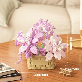 Leeneen Mini Botanical Garden Building Bricks Set- STEM Educational Toys with Succulent Planter Kit, Flower Pots & Indoor Gardening Models,Creative Gift for Kids Age 6-12+ Adult (Violet 201pcs)