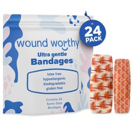 Wound Worthy Sunny Days Ultra Gentle Bandages - Superior Healing with Bordered Foam Dressing, Ultra-gentle Adhesive - Ideal for Wounds, Bed Sores - Various Sizes and Colors (24 per Box)