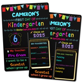 Lejapwat First and Last Day of School Chalkboard, Double Sided Chalkboard Sign 10" x 14", Reusable Back to School Sign for Preschool, Kindergarten, 1st Grades