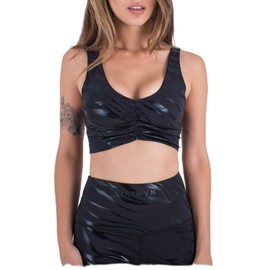 Hurley Women's Tigris V-Neck Sports Bra, Black multi