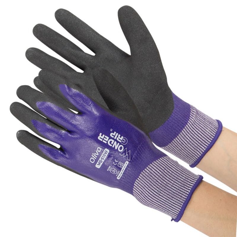 Uniworld WG518W Wonder Grip Oliva Purple XL Nitrile Coated Gloves