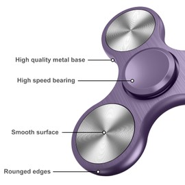 Vofolen Fidget Toys [Metal Fidget Spinner] 4-10 Min Spins High Speed Bearing Hand Spinners Small Anxiety Figette Sensory Toys Finger Spinners Adults Stress Relief Toys for Kids Girls Teens Purple