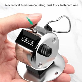 Pack of 2 Hand Counter Counter, Mechanical Metal Tally Counter Clicker Counter with Holder, 4-Digit Counter for Person Counter, Row Counter Knitting, Golf Results, Film Material, Running Mile, Sports
