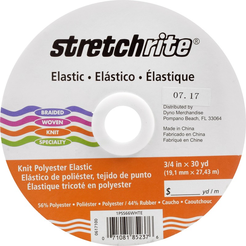 Stretchrite Knit Polyester Elastic Spool, 3/4-Inch by 30-Yards, White