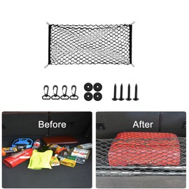 LNtech Cargo Net Stretchable,Highly Elastic Cargo Net Car Exterior Accessories Adjustable Elastic Trunk Storage Net with Hook for SUVs Cars and Trucks(35.4x15.8 inch)