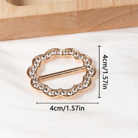2Pcs Fashionable Rhinestones Scarf Clips Bright Shine Round T-Shirt Tie Clips Cubic Zirconia Scarf Buckle Metal Circle Clip for Women Girls
