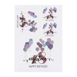 4 x 'Happy Birthday Eighteen' Temporary Tattoos - Water Resistant, Skin-Safe, Non-Toxic Transfers, Mixed Sizes (TO00083744)
