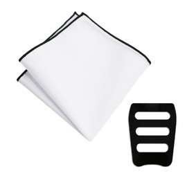 Gsyziux Cotton Pocket Squares For Men, Mens Handkerchiefs with Holder Embroidered Edge Suit Handkerchief for Business Party (Black Edge)