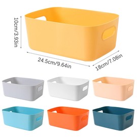 FYting Set of 7 Plastic Storage Box,25CM Office Home Kitchen Tidy Organiser, White Plastic Studio Storage Baskets,Plastic Baskets for Storage Small,Shelf Baskets,Drawer Organiser, 25x18x10cm(White)