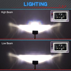 uspart- 4pcs Fit Chevy C10 Pickup Truck 1980-1986 4x6"in LED Headlights Hi/Lo Beam w/DRL