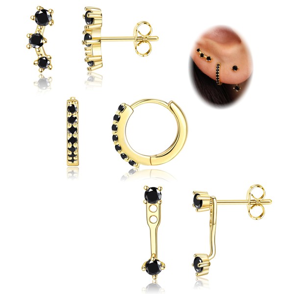 Kakonia 3 Pairs 925 Sterling Silver Hypoallergenic Earrings Set for