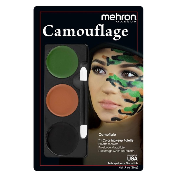 Mehron Makeup Tri-Color Character Makeup Palette | Halloween, Special Effects and Theater Cream Makeup FX Palette | Face Paint Makeup .7 oz (20 g) (CAMOUFLAGE)
